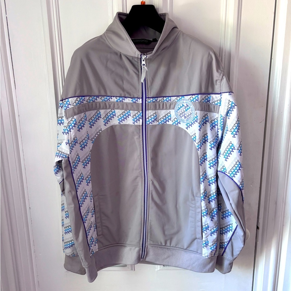 Vintage 90’s Davoucci Zip Up Track Jacket Purple Blue Grey Size Large